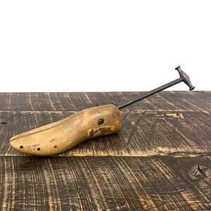 Antique Wooden Shoe Stretcher Maple Wood Cast Iron Handle Rustic Primitive Decor